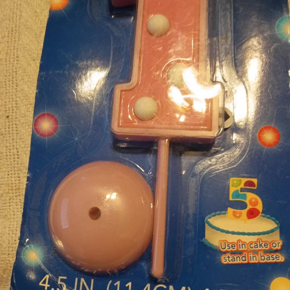 First Birthday pink birthday candle
